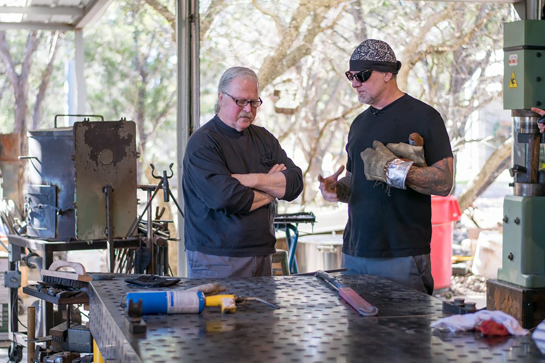 Metal sculptor Albert Paley with Jesse James